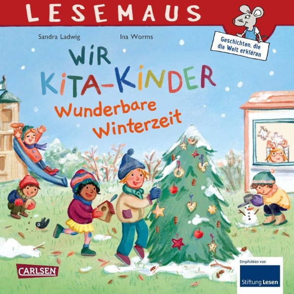 Buchcover und Innenansicht für das Buch: LESEMAUS 185: Wir KiTa-Kinder - Wunderbare Winterzeit