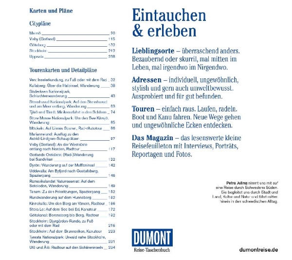 Buchcover und Innenansicht für das Buch: DUMONT Reise-Taschenbuch Reiseführer Schweden, Der Süden
