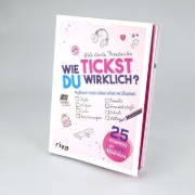 Buchcover und Innenansicht für das Buch: Wie tickst du wirklich? - 25 Psychotests für starke Mädchen
