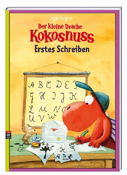 Buchcover und Innenansicht für das Buch: Der kleine Drache Kokosnuss - Erstes Schreiben