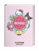Buchcover und Innenansicht für das Buch: Hello Kitty 17-Monats-Kalenderbuch A5 2027 - 17 Monate. Von August 2026 bis Dezember 2027