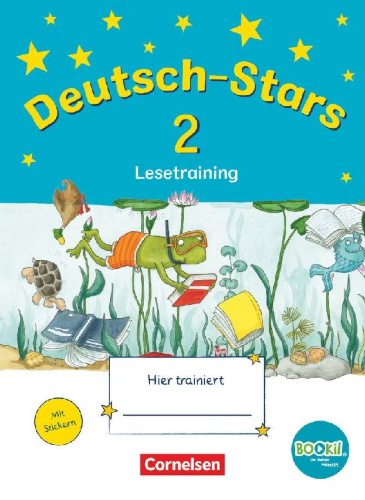 Buchcover und Innenansicht für das Buch: Deutsch-Stars - BOOKii-Ausgabe - 2. Schuljahr. Lesetraining. Übungsheft mit Lösungen