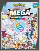 Buchcover und Innenansicht für das Buch: Pokémon: Das offizielle Stickerbuch der Mega-Entwicklungen