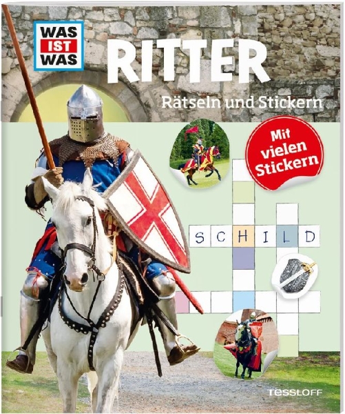 Buchcover und Innenansicht für das Buch: WAS IST WAS Rätseln und Stickern: Ritter