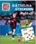 Buchcover und Innenansicht für das Buch: WAS IST WAS Rätseln und Stickern: Fußball