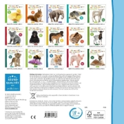 Buchcover und Innenansicht für das Buch: Hör mal rein, wer kann das sein? Lieblingstiere