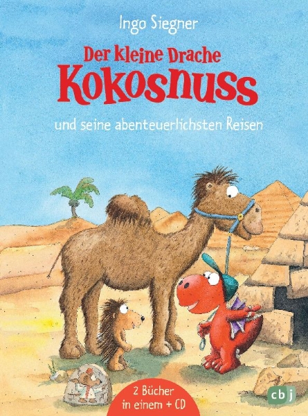 Buchcover und Innenansicht für das Buch: Der kleine Drache Kokosnuss und seine abenteuerlichsten Reisen