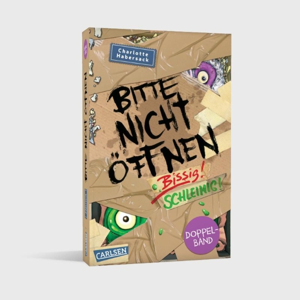 Buchcover und Innenansicht für das Buch: Bitte nicht öffnen: Doppelband (Enthält die Bände 1: Bissig!, 2: Schleimig!)