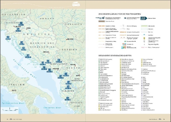 Buchcover und Innenansicht für das Buch: KUNTH Mit dem Wohnmobil von Slowenien bis Albanien