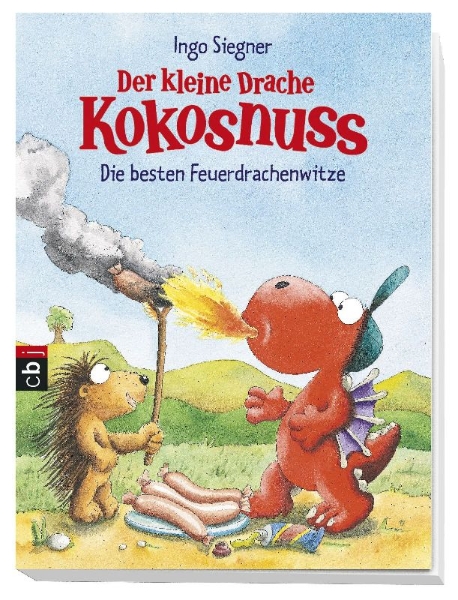Buchcover und Innenansicht für das Buch: Der kleine Drache Kokosnuss - Die besten Feuerdrachenwitze