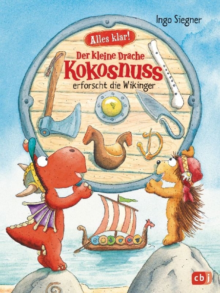 Buchcover und Innenansicht für das Buch: Alles klar! Der kleine Drache Kokosnuss erforscht die Wikinger