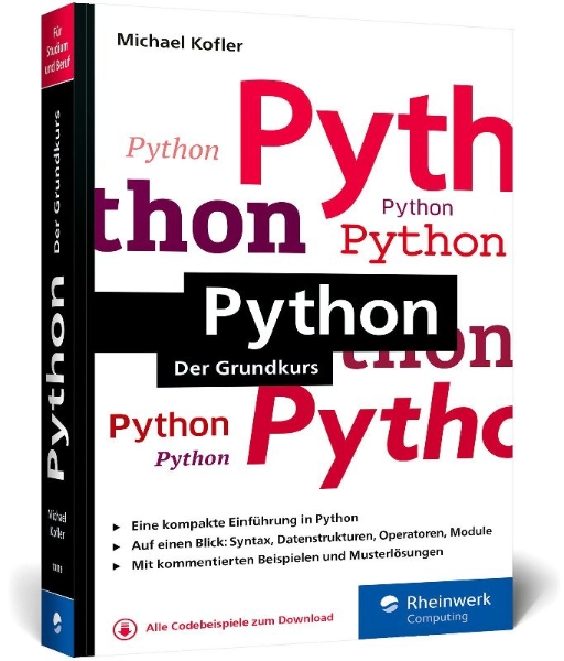 Buchcover und Innenansicht für das Buch: Python