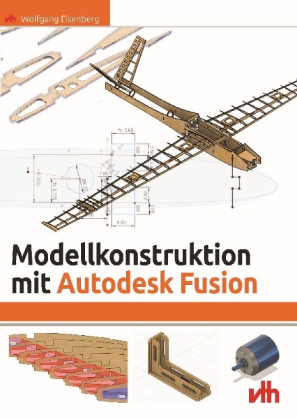Buchcover und Innenansicht für das Buch: Modellkonstruktion mit Autodesk Fusion