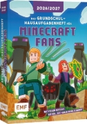 Buchcover und Innenansicht für das Buch: Das Grundschul-Hausaufgabenheft für Minecraft-Fans 2026/2027