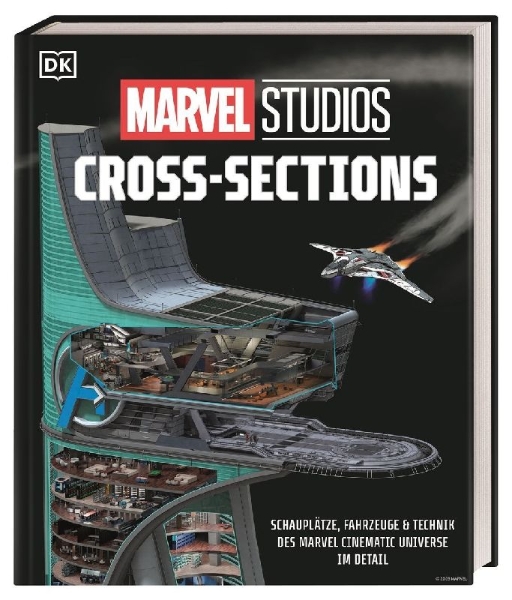 Buchcover und Innenansicht für das Buch: Marvel Studios Cross-Sections