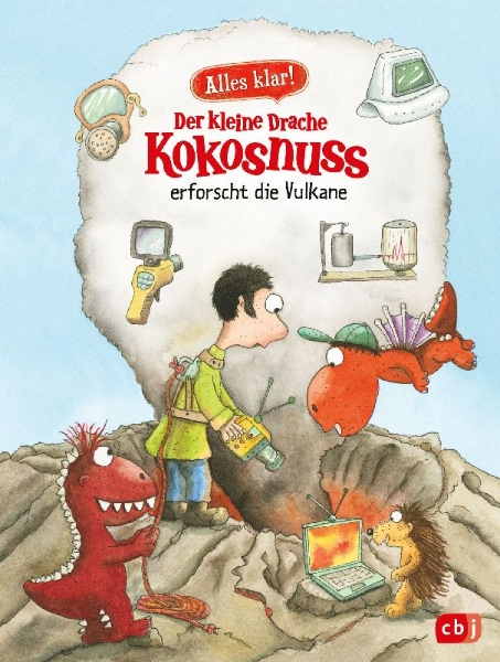 Buchcover und Innenansicht für das Buch: Alles klar! Der kleine Drache Kokosnuss erforscht die Vulkane