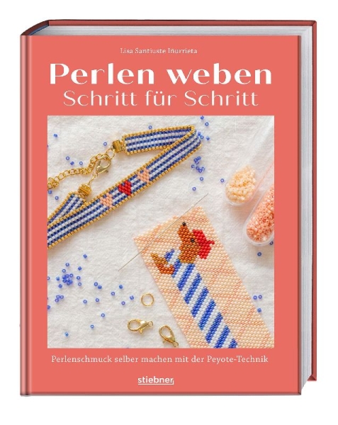Buchcover und Innenansicht für das Buch: Perlen weben Schritt für Schritt