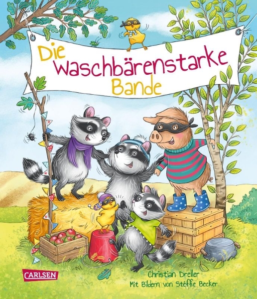Buchcover und Innenansicht für das Buch: Die waschbärenstarke Bande
