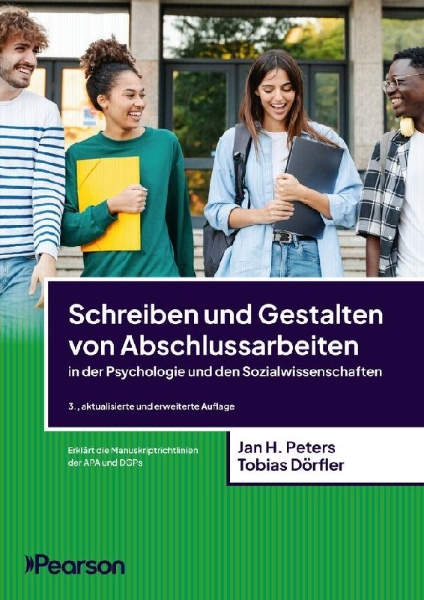 Buchcover und Innenansicht für das Buch: Schreiben und Gestalten von Abschlussarbeiten in der Psychologie und den Sozialwissenschaften