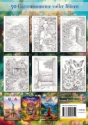 Buchcover und Innenansicht für das Buch: Garten Malbuch für Erwachsene - 50 Ausmalbilder zur Entspannung