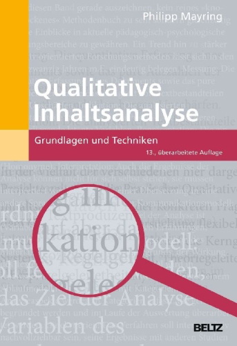 Buchcover und Innenansicht für das Buch: Qualitative Inhaltsanalyse