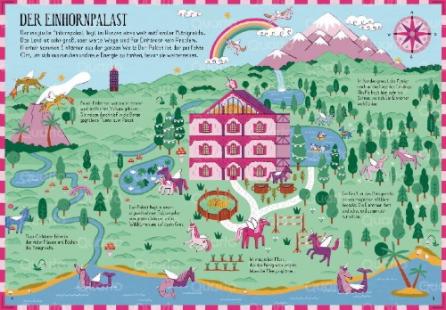 Buchcover und Innenansicht für das Buch: Busy Builders Unicorn Palace