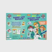 Buchcover und Innenansicht für das Buch: PAW Patrol Mitmachbuch: Mein Sticker- und Malspaß