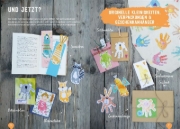 Buchcover und Innenansicht für das Buch: Kleine Hände, kleine Füße: Kunterbunte Basteleien mit Hand- und Fußabdrücken.