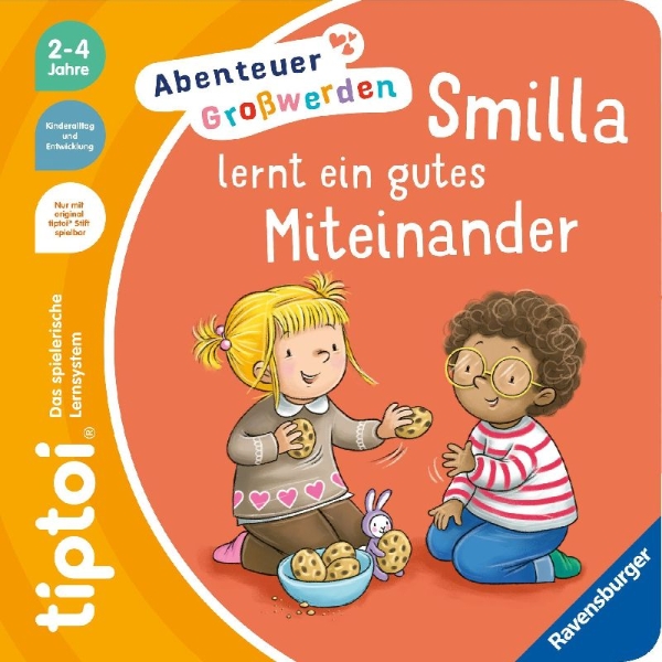 Buchcover und Innenansicht für das Buch: tiptoi® Abenteuer Großwerden - Smilla lernt ein gutes Miteinander
