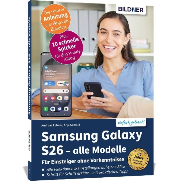 Buchcover und Innenansicht für das Buch: Samsung Galaxy S26 - alle Modelle - Für Einsteiger ohne Vorkenntnisse