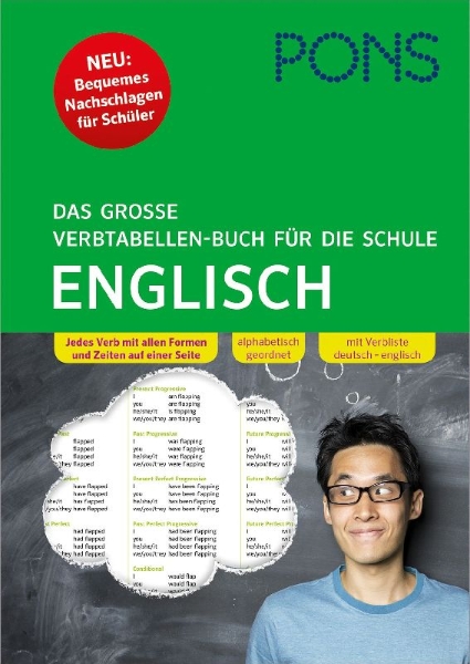 Buchcover und Innenansicht für das Buch: PONS Das große Verbtabellen-Buch für die Schule Englisch