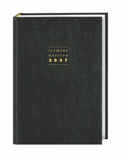 Buchcover und Innenansicht für das Buch: Terminer A6, Leder schwarz 2027