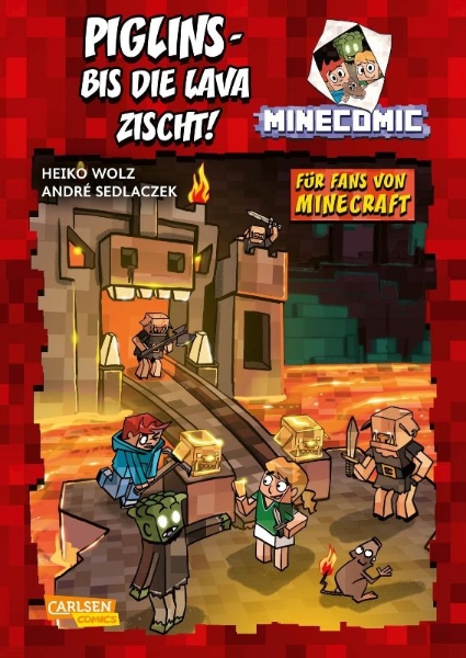 Buchcover und Innenansicht für das Buch: Piglins - bis die Lava zischt! - Für Fans von Minecraft