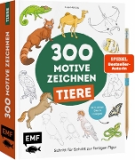 Buchcover und Innenansicht für das Buch: Mes 300 modèles à dessiner en pas à pas animaux