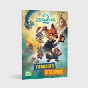 Buchcover und Innenansicht für das Buch: Disney Kreative Beschäftigung: Zoomania 2: Tierischer Malspaß
