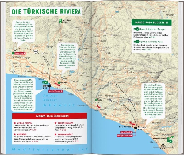 Buchcover und Innenansicht für das Buch: MARCO POLO Reiseführer Türkische Südküste
