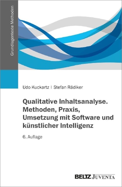 Buchcover und Innenansicht für das Buch: Qualitative Inhaltsanalyse. Methoden, Praxis, Umsetzung mit Software und künstlicher Intelligenz