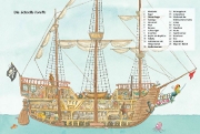 Buchcover und Innenansicht für das Buch: Der kleine Drache Kokosnuss - Abenteuer & Wissen - Die Piraten