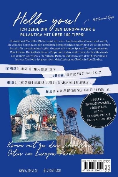 Buchcover und Innenansicht für das Buch: GuideMe Reiseführer Europa-Park Freizeitpark Guide