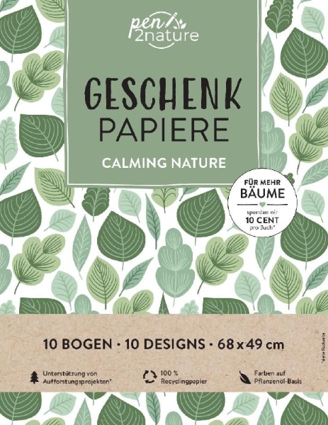Buchcover und Innenansicht für das Buch: Geschenkpapier-Buch Calming Nature | 100% Recyclingpapier