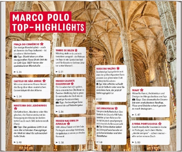 Buchcover und Innenansicht für das Buch: MARCO POLO Reiseführer Lissabon
