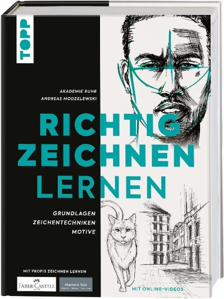 Buchcover und Innenansicht für das Buch: Richtig zeichnen lernen