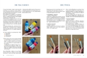 Buchcover und Innenansicht für das Buch: Shanias magisches Acryl-Atelier: Malen auf Mini-Leinwänden