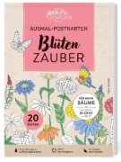 Buchcover und Innenansicht für das Buch: Ausmal-Postkarten Blütenzauber | 20 Karten