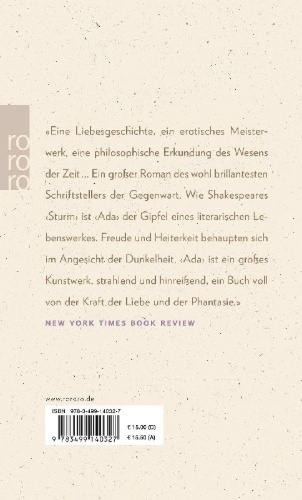 Buchcover und Innenansicht für das Buch: Ada oder Das Verlangen