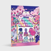Buchcover und Innenansicht für das Buch: K-POP Das inoffizielle Malbuch für Fans von K-POP DEMON HUNTERS