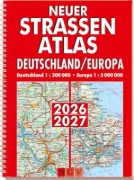 Buchcover und Innenansicht für das Buch: Neuer Straßenatlas Deutschland/Europa 2026/2027