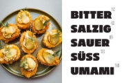 Buchcover und Innenansicht für das Buch: Süß. Salzig. Sauer. Bitter. Umami.