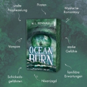 Buchcover und Innenansicht für das Buch: Oceanburn | Im Schatten der See | Ein mitreißender Fantasyroman über Selbstbestimmung, Verlust und verhängnisvolle Allianzen