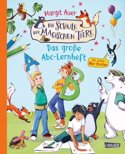 Buchcover und Innenansicht für das Buch: Die Schule der magischen Tiere Beschäftigung: Das große Abc-Lernheft